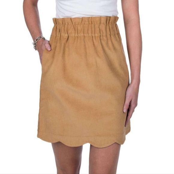 Dresses & Skirts - Scallop Corduroy Skirt in Camel by Lauren James Sz M Side Pockets